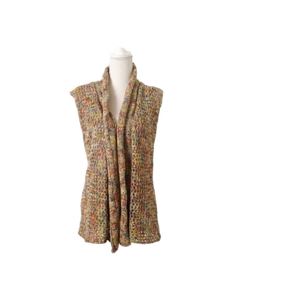 Windiriver Crochet Sleeveless Open Front Cardigan Size Large